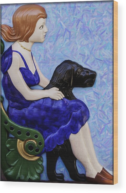 Vibrant Colors Wood Print featuring the digital art Girl and Dog by Joe Paradis
