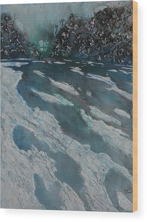 Ice Wood Print featuring the painting Glacial Moraine by Ruth Kamenev