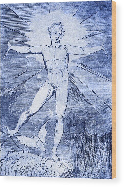 William Blake Wood Print featuring the drawing Glad Day by William Blake by William Blake