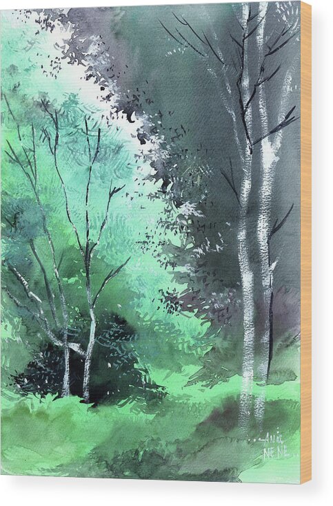 Nature Wood Print featuring the painting Go Green by Anil Nene