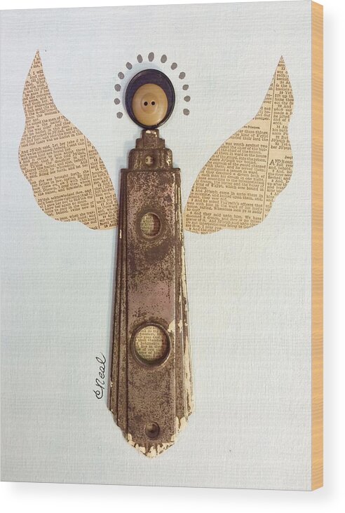 Good News Angel Wood Print featuring the mixed media Good News Angel by Carol Neal
