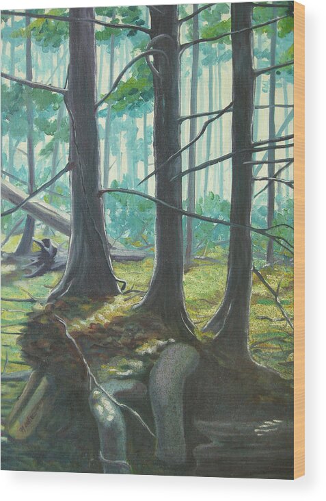Forest Wood Print featuring the painting Green Air by D T LaVercombe