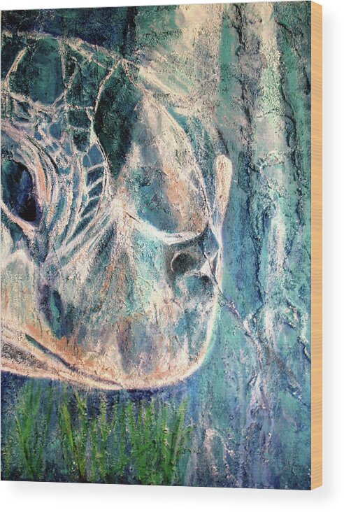 Endangered Species Wood Print featuring the painting Green Sea Turtle by Toni Willey