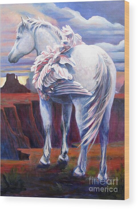 Pegasus Wood Print featuring the painting Grounded by Pat Burns