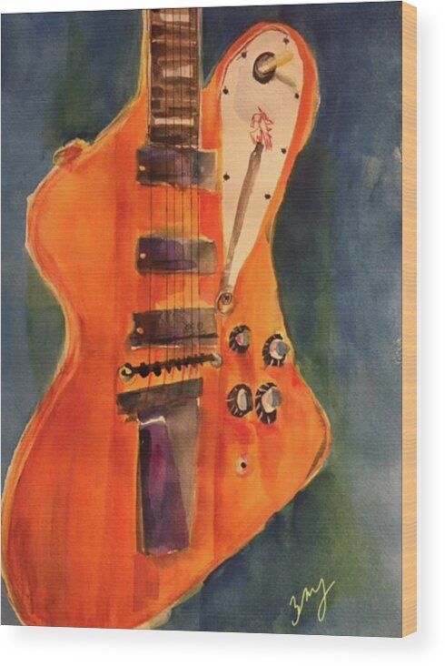 Guitar Wood Print featuring the painting Gibson Firebird Vll by Bonny Butler