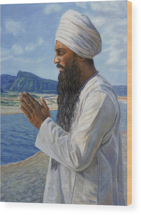 Sikh Wood Print featuring the painting Guru Ram Das by Gurukirn Khalsa