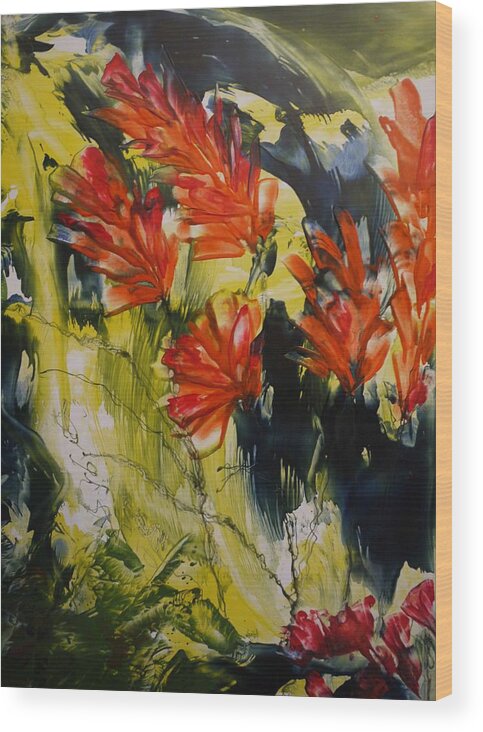 Flowers Wood Print featuring the painting Happy in June by Heather Hennick