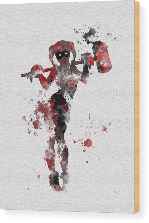 Harley Quinn Wood Print featuring the mixed media Harley Quinn by My Inspiration
