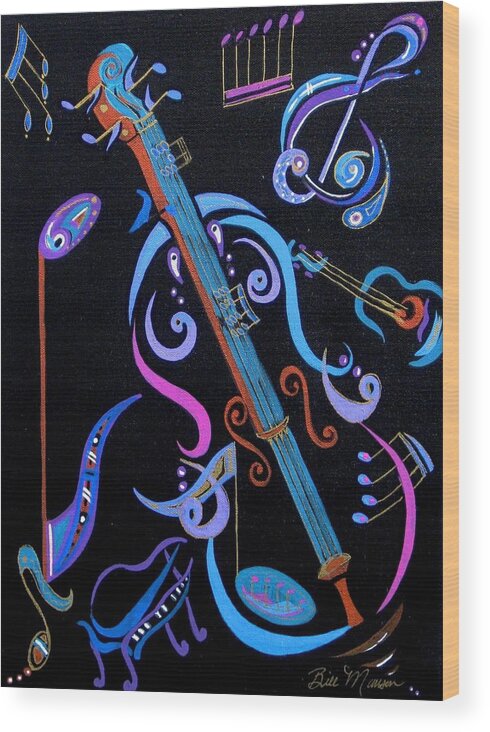Original Art Wood Print featuring the painting Harmony in Strings by Bill Manson