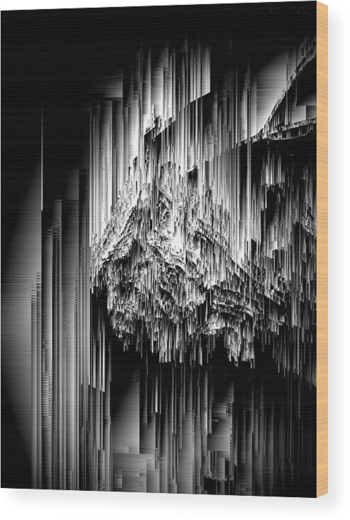 Glitch Wood Print featuring the digital art Haunted Static - Pixel Art by Jennifer Walsh