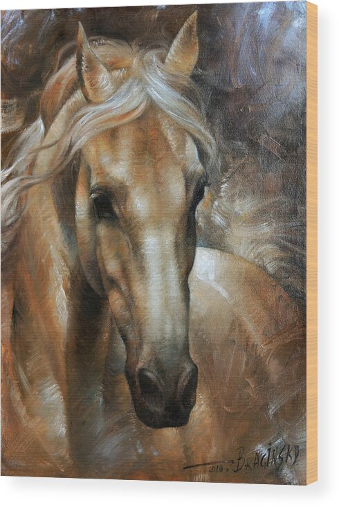 Horse Wood Print featuring the painting Head Horse 2 by Arthur Braginsky