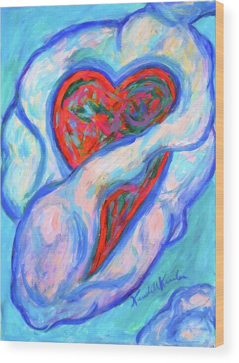 Cloud Prints For Sale Wood Print featuring the painting Heart Cloud by Kendall Kessler