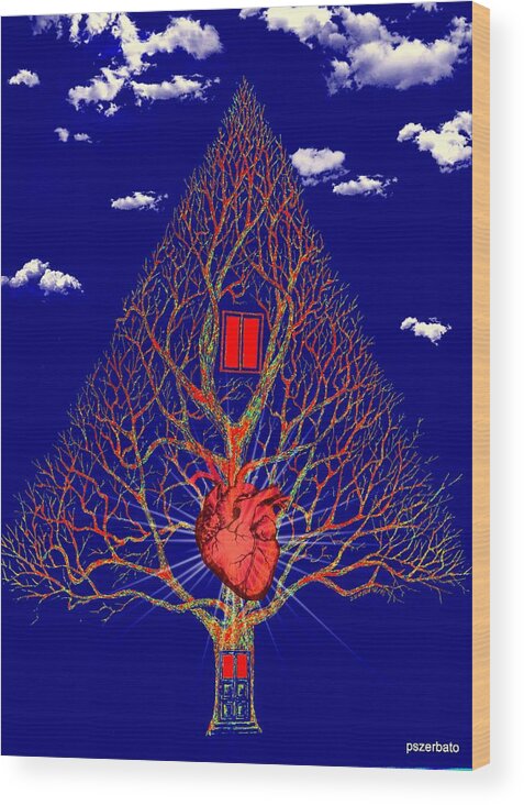 Love Wood Print featuring the digital art Heart Is The Abode Of The Spirit by Paulo Zerbato