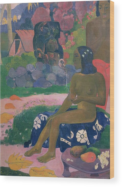 Vairaumati Tei Oa (her Name Is Vairaumati) Wood Print featuring the painting Her Name is Vairaumati by Paul Gauguin