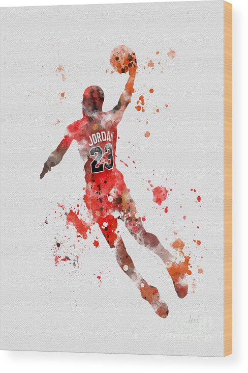 Michael Jordan Wood Print featuring the mixed media His Airness by My Inspiration