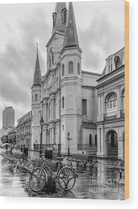 St Louis Cathedral Wood Print featuring the photograph Historical St. Louis Cathedral - NOLA by Kathleen K Parker
