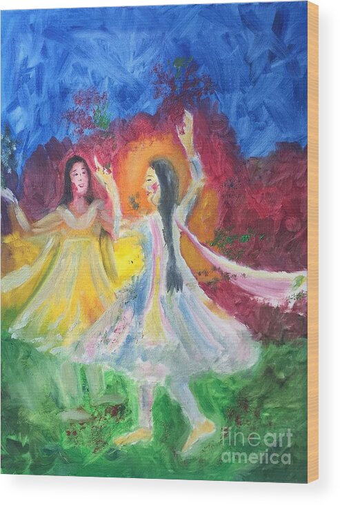 Holi Wood Print featuring the painting Holi-festival of colors by Brindha Naveen