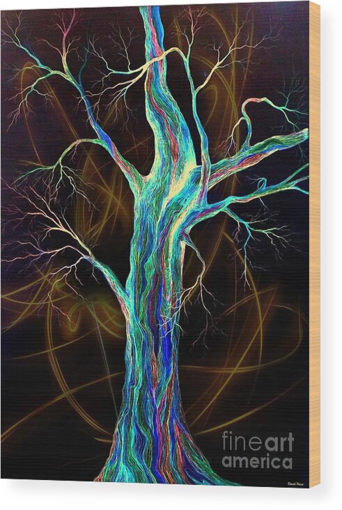 Tree Wood Print featuring the drawing Hot Blue Blood by David Neace