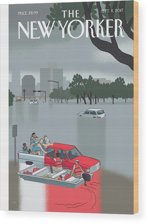 Hurricane Harvey Wood Print featuring the digital art Hurricane Harvey by Chris Ware