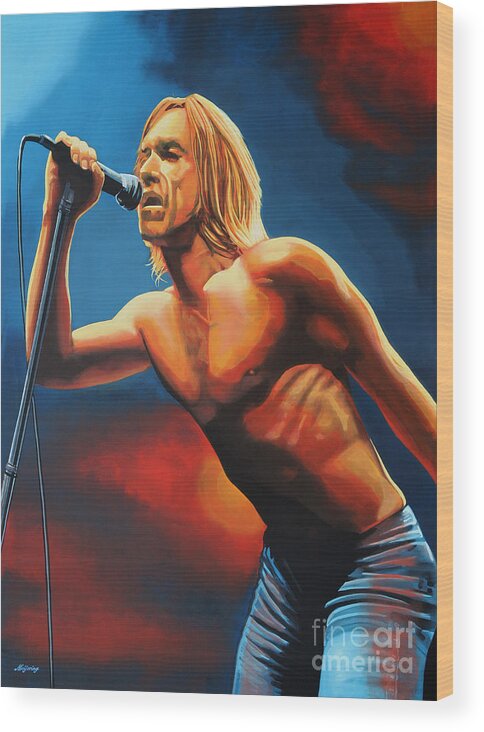 Iggy Pop Wood Print featuring the painting Iggy Pop Painting by Paul Meijering