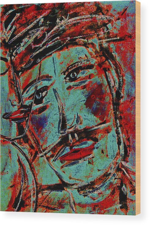 Woman Wood Print featuring the mixed media In Love by Natalie Holland