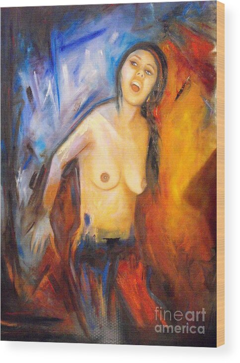 Nude Paintings Wood Print featuring the painting Inca Sangre Indigena by Viviana Puello Villa