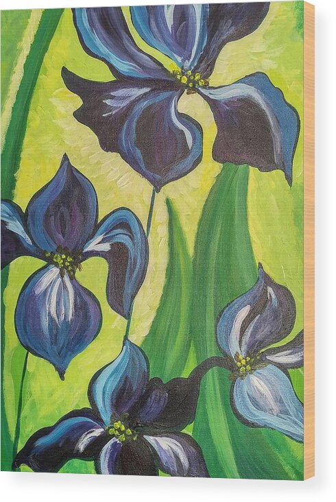 Flower Wood Print featuring the painting Iris in Spring by Lynne McQueen