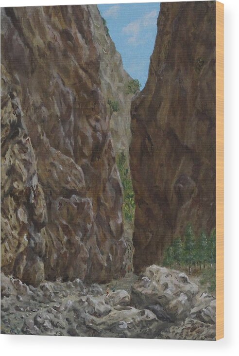 National Wood Print featuring the painting Iron Gates Samaria Gorge Crete by David Capon