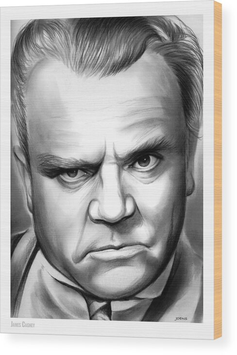 Cagney Wood Print featuring the drawing James Cagney by Greg Joens