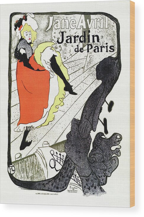 Wood Print featuring the drawing Jane Avril can-can Jardin De Paris by Heidi De Leeuw