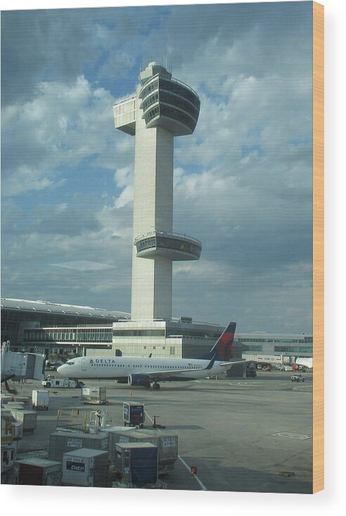 Kennedy Airport Control Tower Wood Print featuring the photograph Kennedy Airport Control Tower by Christopher J Kirby