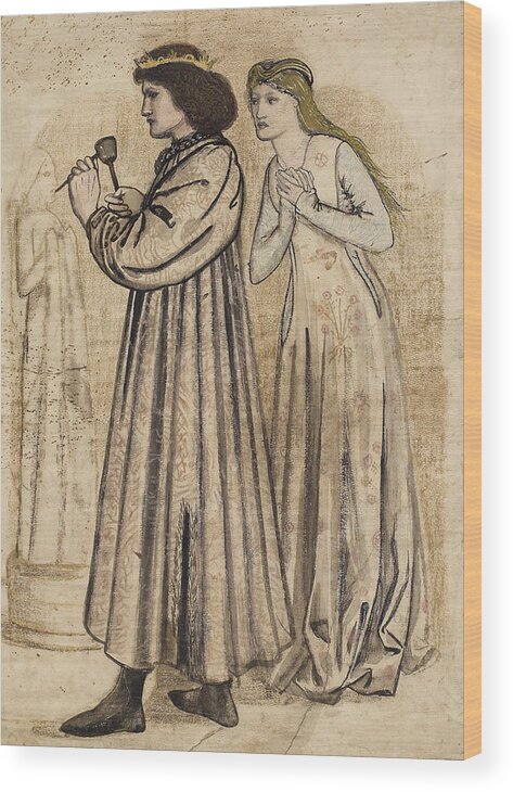 Burne-jones Wood Print featuring the drawing King Rene's Honeymoon by Edward Burne-Jones