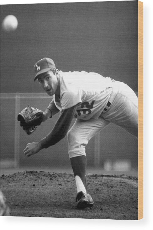 Baseball Wood Print featuring the photograph L.a. Dodgers Pitcher Sandy Koufax, 1965 by Everett