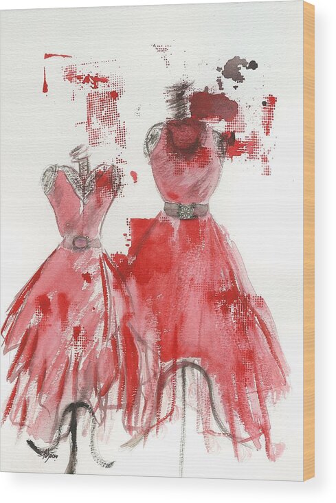  Wood Print featuring the painting Lady in Red by Lauren Serene