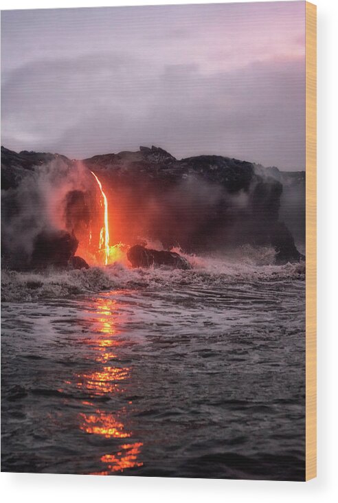 Hawaii Volcanoes National Park Wood Print featuring the photograph Lava Pour by Nicki Frates