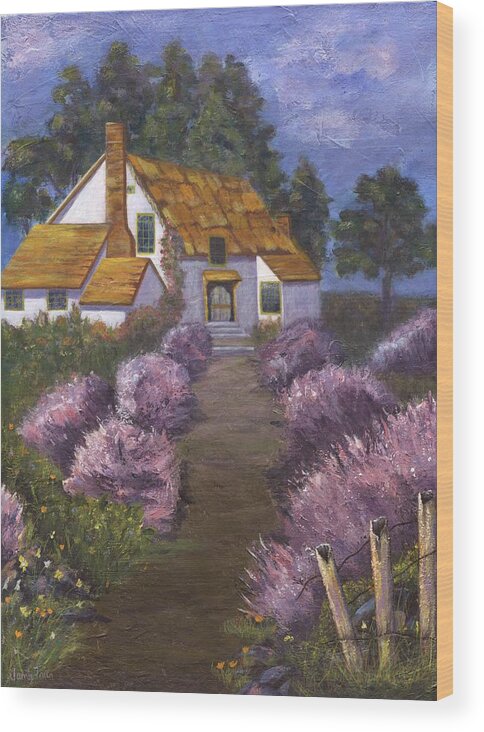 Landscape Wood Print featuring the painting Lavender House by Jamie Frier