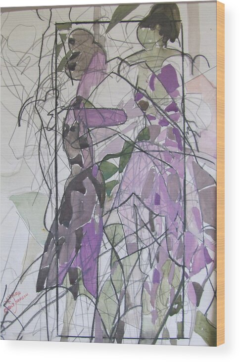 Figurative Wood Print featuring the painting Lavender Ladies by Carole Johnson