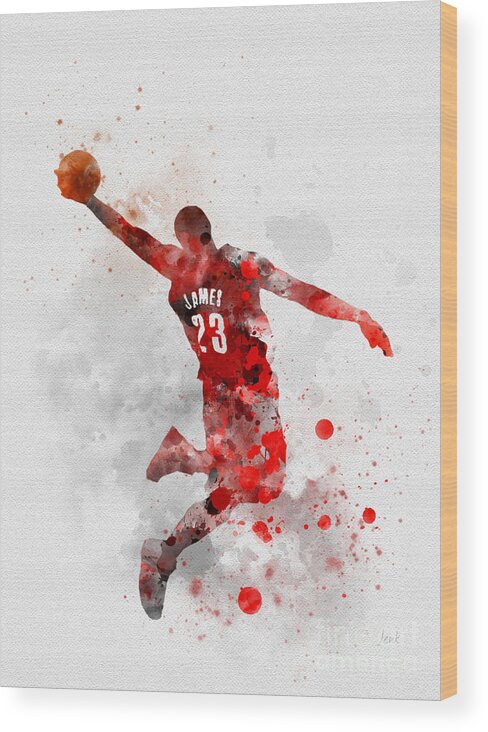 Lebron James Wood Print featuring the mixed media LeBron James by My Inspiration