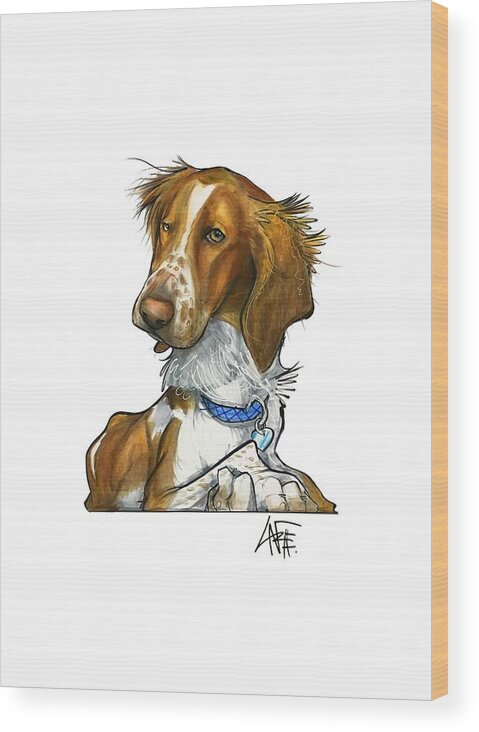 Pet Portrait Wood Print featuring the drawing Leger 3018 by John LaFree