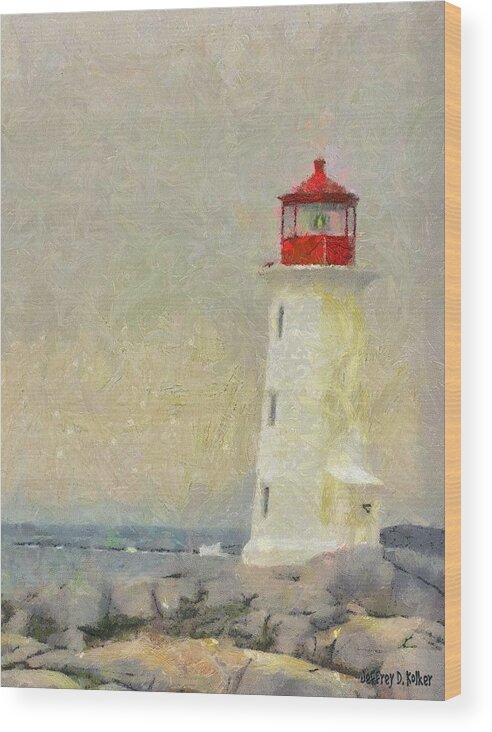 Canadian Wood Print featuring the painting Lighthouse by Jeffrey Kolker
