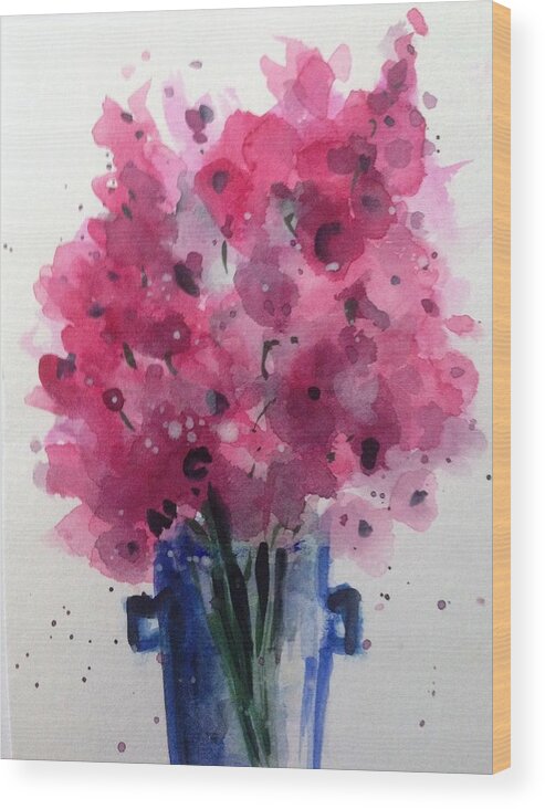 Flower Wood Print featuring the painting Lilac by Britta Zehm