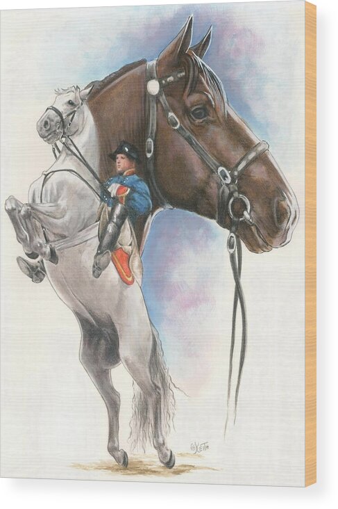 Spanish Riding School Wood Print featuring the mixed media Lippizaner by Barbara Keith