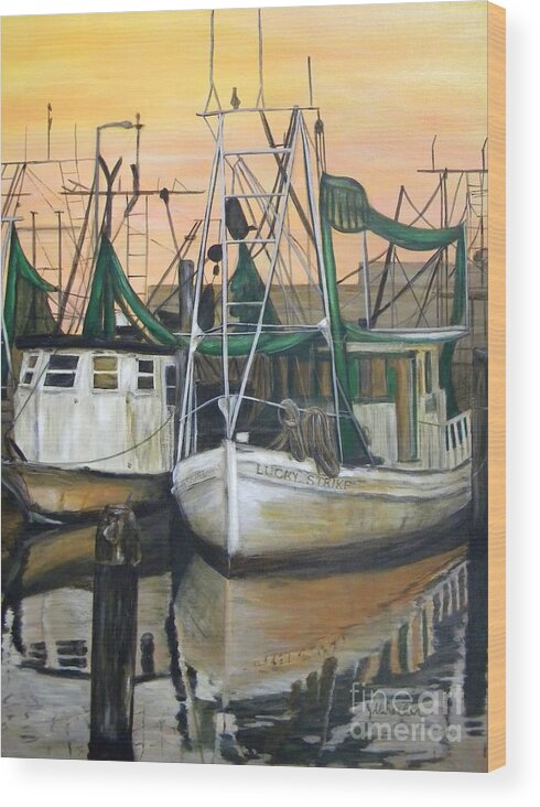 Boat Wood Print featuring the painting Lucky Strike by JoAnn Wheeler