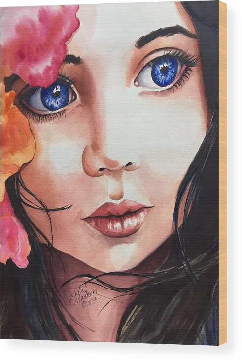 Girl Wood Print featuring the painting Magic Secrets by Michal Madison