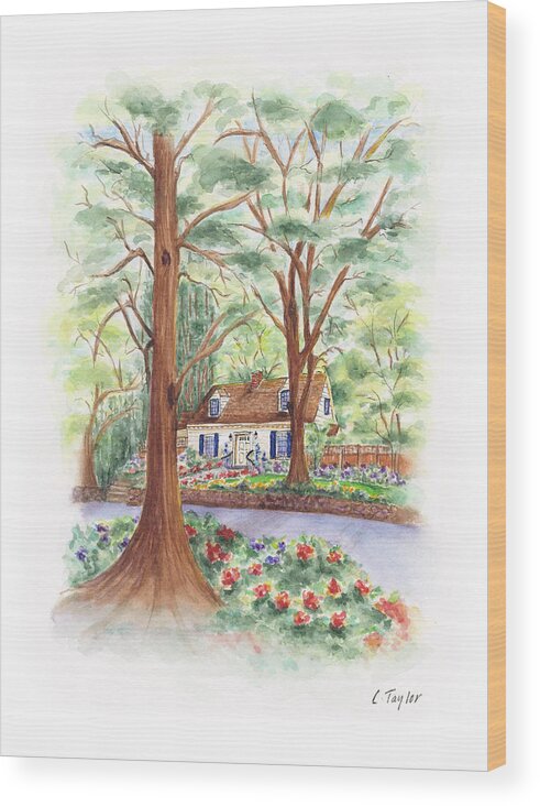 Cottage In Woods Wood Print featuring the painting Main Street Charmer by Lori Taylor
