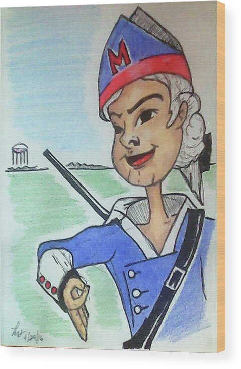 Patriots Wood Print featuring the drawing Marion Jr by Loretta Nash