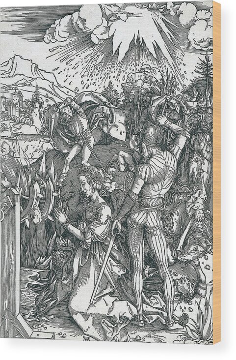 Albrecht Durer Wood Print featuring the relief Martyrdom of Saint Catherine by Albrecht Durer