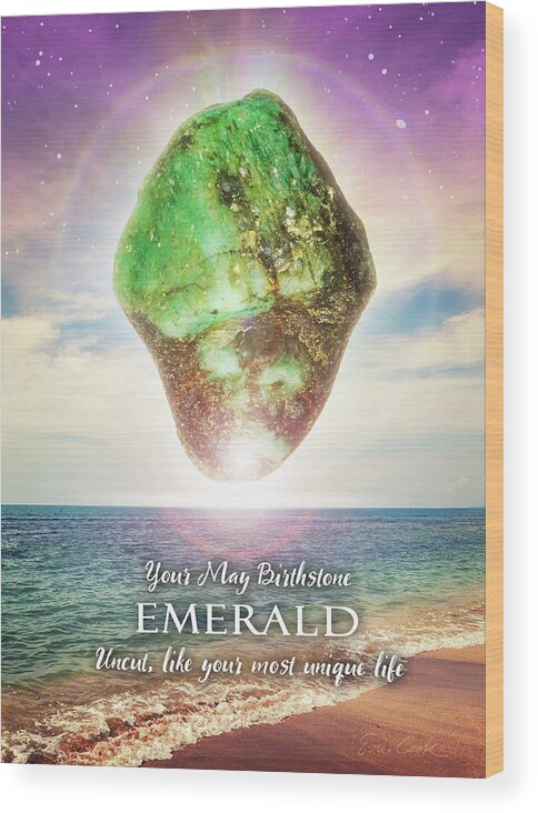 May Wood Print featuring the digital art May Birthstone Emerald by Evie Cook