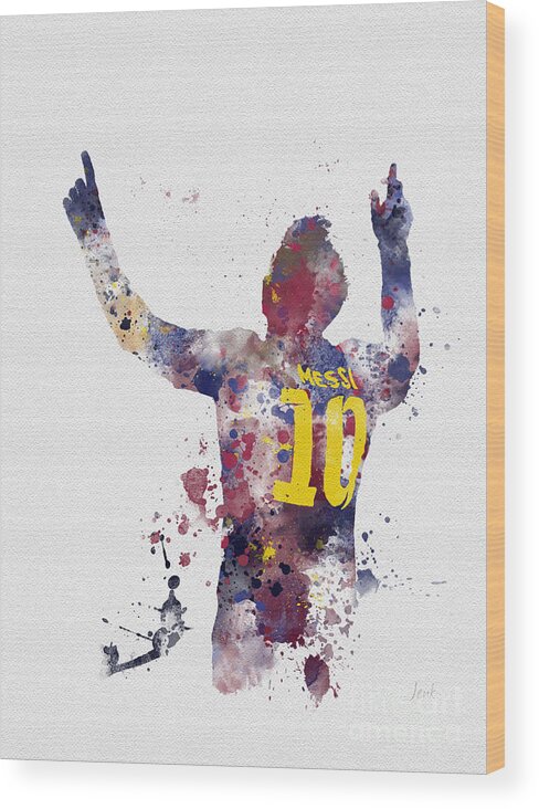 Messi Wood Print featuring the mixed media Messi by My Inspiration