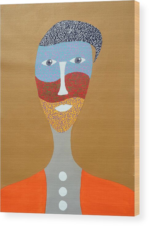 Portrait Wood Print featuring the painting Michel by Sumit Mehndiratta